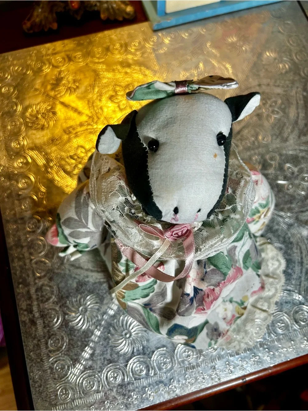 Vintage 90’s Country Cow Cloth Puppet in Dress